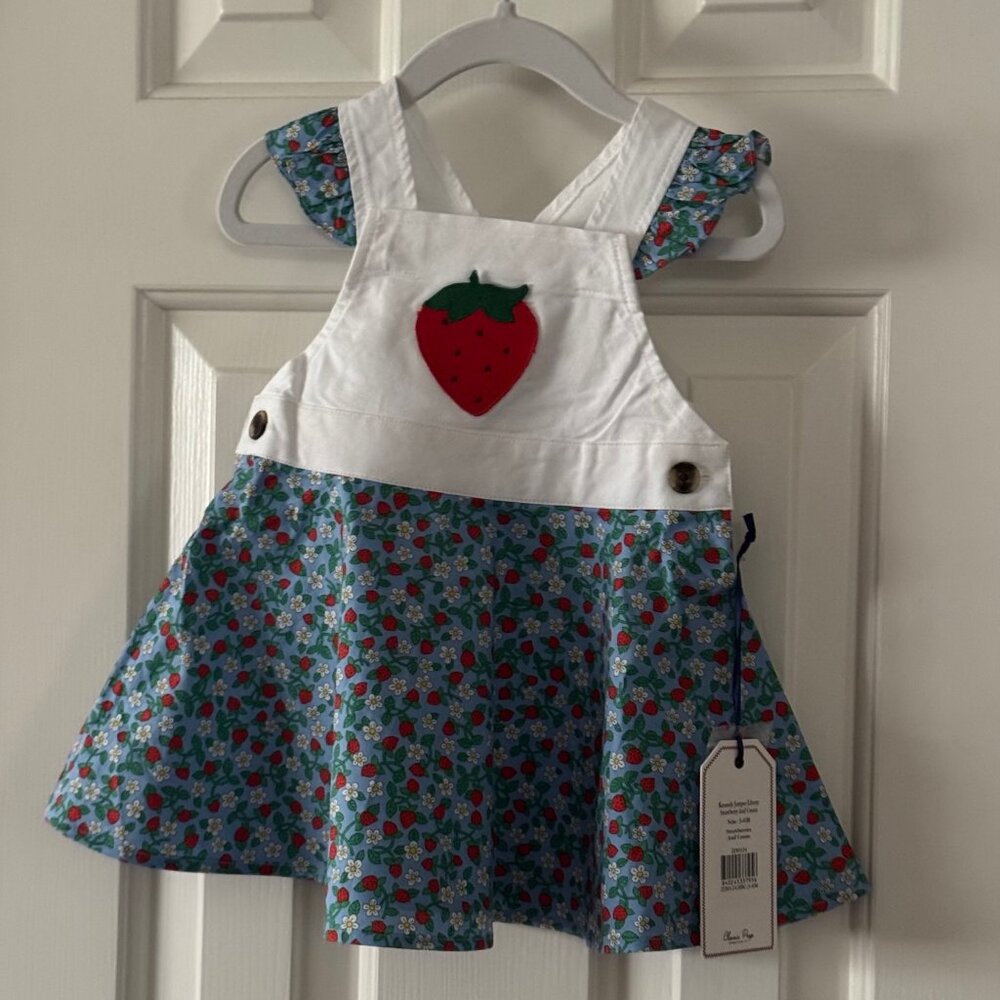 New Classic Prep Infant Girl Kennedy Strawberry Jumper Dress Size 12-18 mos